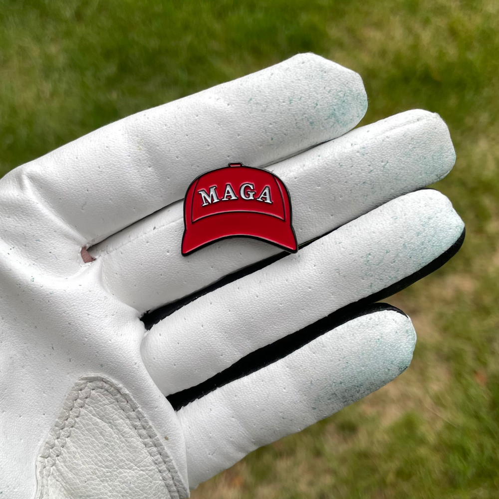 MAGA Hat golf ball marker by Pin Creatures. Mark your golf ball in style.