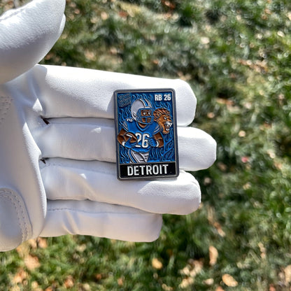 Detroit #26 Motor City Flash Trading Card Ball Marker – double-sided collectible golf marker in Detroit blue and silver